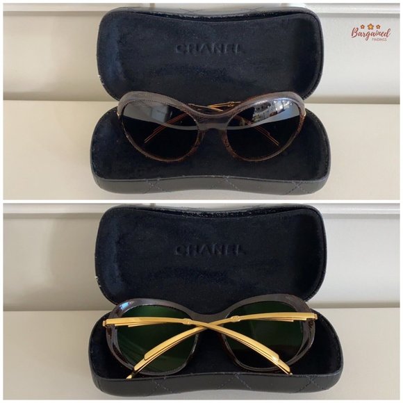 Authentic CHANEL Brown Lenses Lace Acetate Gold Temple Gradient Tint Sunglasses - Picture 12 of 12